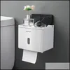 Cajas de pañuelos Servilletas Soporte de papel higiénico Mtifunction Caja de almacenamiento de pañuelos a prueba de agua Montaje en pared creativo Producto de baño Accesorio Dhdkr