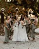 Plus Szie A Line Wedding Dresses 3D Flowers Illusion Deep V Neck Bridal Gowns Sweep Train Romantic Dress Robe de Mariee