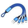 Cabo USB 3 em 1 curto chaveiro trançado cabo de carregamento rápido para Huawei Samsung Micro Type C linha de cabo USB
