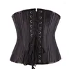 Bustini Corsetti Corsetto da donna Allenatore in vita Nero sexy con disossamento in acciaio Steampunk Party e abbigliamento gotico Corpetto con cinturino modellante