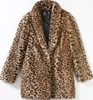 Women's Fur Women Korean Coat Faux Leopard Print Long Jacket Autumn Winter 2023 Coats Women's Jackets Leopardo Mujer KJ292