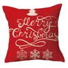 Pillow Case 45 45 cm Happy Elk Santa Claus Red Pillcase Line Sofa 2022 Dekoracje świąteczne Dekoracja roku