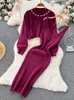 Two Piece Dress SINGREINY Winter Women Knitted Sets Fashion Breading Long Sleeve Pearl SweaterKnitted Camis Sweater Suits 221115