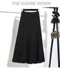 Skirts Women Ladies Office Pencil 2022 Autumn Winter High Waisted Faldas Negras Long Waist Pleated Female A5834