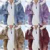 Kvinnors päls 2022 Kvinnors Winter Plush Warm Jacket Huven Dragkedja Faux Coat Tröja Casual Loose Outwear Fashion Overrock Plus Size Size