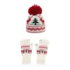 Berets Boys Flap Hat Winter European European and American Christmas Knitte Rękawiczki Dwuczęściowe zagęszczone wełniane króliki Kobiety