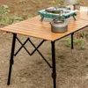 Meubles de camping Table de camping en plein air Pliable réglable Grain de bois Bureau en alliage d'aluminium Pique-nique Barbecue Auto-conduite Voyage Plage