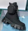 Homens Rois Nylon Pano Combat Boots Top Monolith Leather Ankle Martin Boot com Pouch Battle Shoes Sola de Borracha Sapato Plataforma Tamanho Grande NO43
