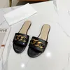 New Women Chain Slide Summer Designer Sandals Crocodile Leather Flats Slippers Flip Flip Shoes Casual Sexy Melhor Qualidade com Caixa 270