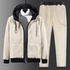 Mens Tracksuits Tracksuit Sporting Fleece Grosso Com Capuz Brandclothing Casual Track Terno Homens Jacketpant Pele Quente Dentro de Inverno Moletons 221115