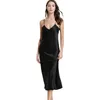 Sexy Pyjama 's Satin Nightgown Long Slip Sleep Dress Silk V Neck Sleepwear Solid Color Nightwear 221027