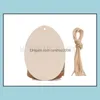 Party Decoration Creative Easter Wood Hanging Pendant 6 Styles Egg Ornament Party Supplies Craft Diy Tag Drop Delivery Home Garden DHLCD