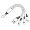 3 in 1 USB-kabel Korte sleutelhanger Gevlochten snellaadkabel voor Huawei Samsung Micro Type C USB-kabellijn