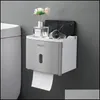 Cajas de pañuelos Servilletas Soporte de papel higiénico Mtifunction Caja de almacenamiento de pañuelos a prueba de agua Montaje en pared creativo Producto de baño Accesorio Dhdkr