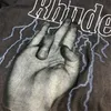 Erkek Tişörtler Vintage Rhude T-Shirt Erkek Kadınlar En İyi Versiyon Lightning Palm Tişört Tişört Kısa Kol VTW4