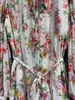 Robes 2022 Station europ￩enne dames luxe dames rose imprim￩ net yarn bee-through lace lanterne manche