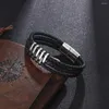 Charm Armbänder ZG Herrenarmband Vintage Leder Edelstahl Großhandel Domineering Titan Mode Handgeflochtener Armreif Männlich