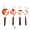 Measuring Tools Measuring Cups 4Pcs Tools Spoon With Graduation Bakery Wooden Handle Rose Gold Flavoring 44Fq Q2 Drop Delivery Home Dhzph