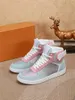 Skor lädersko canvas sneakers lyxdesigner rivoli hög topp hi-top mens klassiska monogram med låda