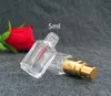 100 st 5 ml Klar kosmetisk sprayflaska Anpassad transparent fyrkantig glas parfym liten sprayflask SN224