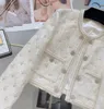 Chan New Women's Brand Veste Ootd Designer Fashion Top de qualité automne d'hiver Brande Pearl Tweed manteau trop camarade