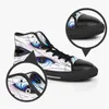Men Stitch Shoes Custom Sneakers Canvas Women Fashion Blue Mid Cut Breathable Walking Jogging Trainer