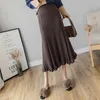 Skirts Women Ladies Office Pencil 2022 Autumn Winter High Waisted Faldas Negras Long Waist Pleated Female A5834