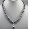 simple design 8mm black shell pearl necklace 12mm shell pearl pendant 004325T4878126