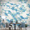 Fonds d'écran Papier Peint Décoratif Série Nord Europe Géométrie Abstraite Triangle Diamant Forme Bleu TV Canapé Fond Mur Grande Murale