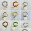 Party Favor Beaded Bracelet Keychain Pendant Party Favor Sports Ball Soccer Baseball Basketball Wooden Bead Drop Delivery Home Garde Dh0As