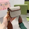 Super Mini-Ketten-Satteltasche, Schultertasche, Umhängetaschen, Damen-Handtasche, Geldbörse, klassischer Briefdruck, alte Blumen-Pferd-Schnalle, abnehmbarer Schultergurt, Geldbörse mit Klappe