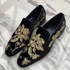 Men Shoes 2022 Faux Suede Black Fashion Business Casual Wedding Party Classic Simple Exquisite Embroidered