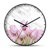 Horloges murales Rose Métal Horloge 12 pouces Nordic Ménage Muet Salon Chambre Minimaliste Moderne Montre Décorative Quartz