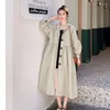Trench damski płaszcze Lantern Sleeve Overcoat 2022Spring Long Płaszcz Kobiety Sym Slim Khaki Slim Khaki Fashion Windbreaker FOP