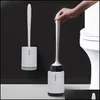 Temizlik Fırçaları Tuvalet fırçası kauçuk kafa temizleme Sinek sile uzun saplı duvar asma zemin banyo için 220511 Damla Teslimat Dhkit