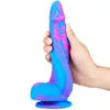 Nxy dildos dongs octopus siliconen kleur regenboog penis vloeistof multi-lagen transparante kristallen simulatie grote volwassen producten 220516