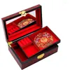 Jewelry Pouches Beautiful Chinese Handmade Classic Wooden Lacquer & Peony Box 2 Layers 012