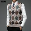 Мужские жилеты модельер -дизайнер бренд Argyle Dellover Diamond Sweater v Neck List 6% шерстяная рукавочная одежда с острая одежда 221114