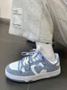 Chaussures habillées été baskets Girly coeur mode bleu décontracté baskets Couple tendance à lacets blanc chaussures baskets femmes chaussures 221115