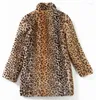 Women's Fur Women Korean Coat Faux Leopard Print Long Jacket Autumn Winter 2023 Coats Women's Jackets Leopardo Mujer KJ292