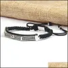 Bedelarmbanden nieuwe mode heren armband sieraden micro pave zwart cz pyramid dubbele lange buis horloge protector rame armbanden drop d dhqqd