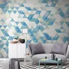壁紙装飾壁紙シリーズ北欧抽象幾何学三角形ダイヤモンド形ブルーテレビソファ背景壁大きな壁画