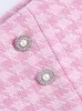 Mulheres duas peças calças shorts conjuntos roupas elegante houndstooth tweed conjunto cortado blazer e cintura alta skort falso bejeweled botão 2 terno 221115