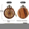 Pocket Watches Wood Roman Case Watch Quartz Arabische cijfer kettingklok voor mannen dame premium geschenken reloj de bolsillo madera