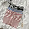 Débardeurs pour femmes Pearl Diary Style d'été Poitrine Wrap Beauté Dos Sexy Stripe Tricot Top Femmes All-Match Unique Sans Manches Près du Corps