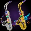 Crianças simulação 8 tons saxofone trompete cedo brinquedo musical educacional crianças brinquedos festa adereços para aniversário prata dourado c011240738