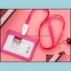 Andra skrivbordstillbehör Candy Color Identity Badge Lanyard Plastic Work ID Neck Strap Card Bus Holder Access Student Holder With DRO DHSXY