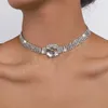 Exquisite große glänzende Strass-Halskette für Frauen, Hochzeit, Braut, sexy kurze Schlüsselbeinkette, Halsschmuck, Party-Geschenke