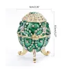 Sacchetti per gioielli Scatola per gingilli smaltata decorativa stile uovo Faberge con oggetti da collezione classici russi incernierati Regalo unico per il giorno di Pasqua