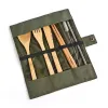 Wooden Dinnerware Set Bamboo Teaspoon Fork Soup Knife Catering Cutlery Sets with Cloth Bag Kitchen Cooking Tools Utensil Wholesale AA